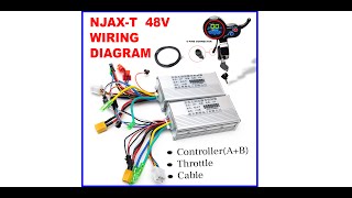 NJAX-T Controller Throttle Dual Drive 48 Volts 36 Volt wiring Diagram Connection electric Scooter