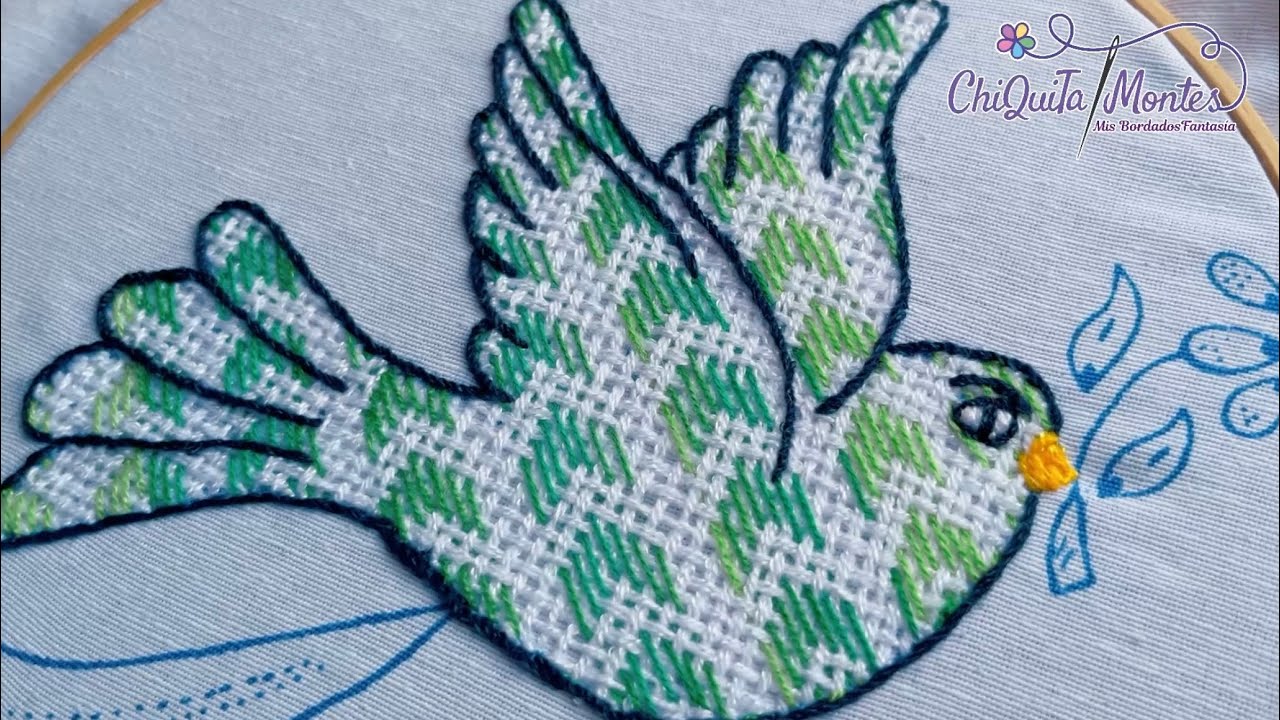 Bordado Fantasía Ave 1 / Hand Embroidery Bird with Fantasy Stitch #embroidery #bordado
