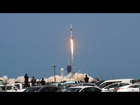SpaceX Falcon 9 launch viewed from NASA's parking lot 5/30/20
