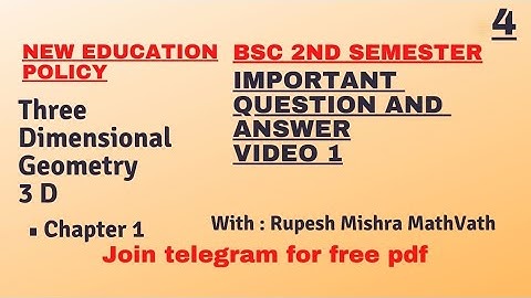 3D geometry in hindi | Important questions video 1| B.Sc 2nd Semester | #MathVath |