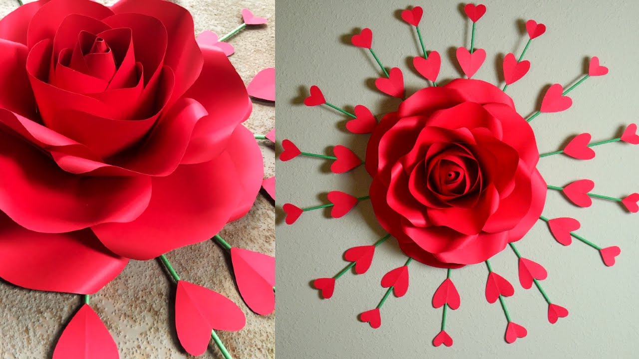 PAPER ROSE FLOWER WALL HANGING Room Decor ideas YouTube