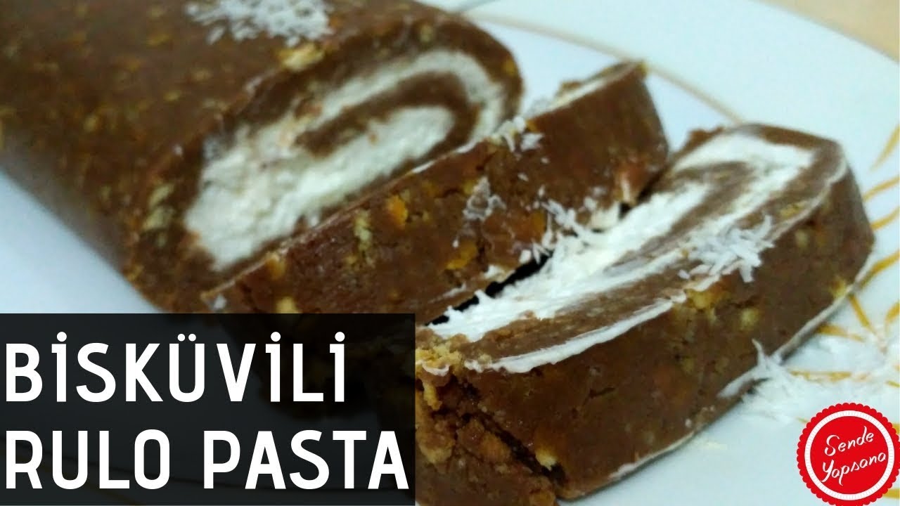 Bisküvili Rulo Pasta TarifiPişmeyen Kolay Pasta YouTube