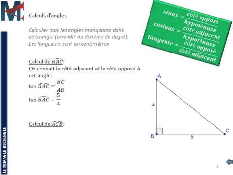 3ème - LE TRIANGLE RECTANGLE - Trigonométrie, Calcul d'angles - YouTube