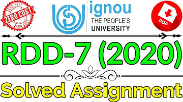 RDD7 IGNOU Solved Assignment PDF 2020 Download, Communication Extension in Rural Development Free