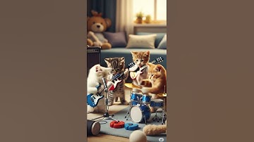 Thumbnail of Awww! Tiny Kittens Rocking Out! 🥺 #cat #cute #catdance #funny #shorts #kitten #ytshorts  #catvideos