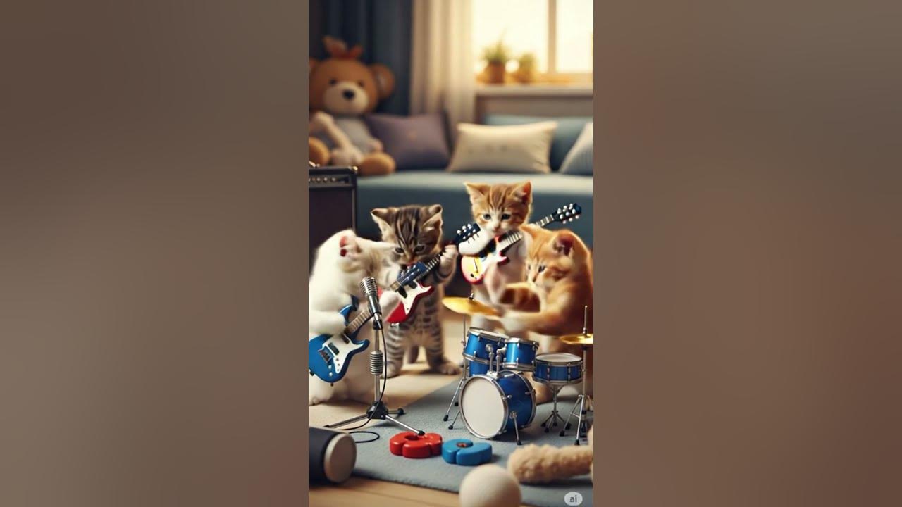 Awww! Tiny Kittens Rocking Out! 🥺 #cat #cute #catdance #funny #shorts #kitten #ytshorts  #catvideos