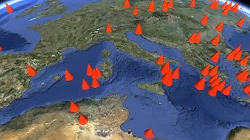 Data Appeal demo of worldwide earthquake activity in Google Earth