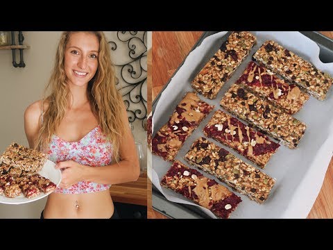 VEGAN GRANOLA BAR RECIPE 2 WAYS | OIL FREE & GLUTEN FREE ( trail mix & peanut butter and jelly)