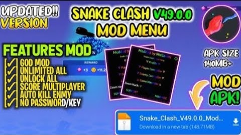 Snake Clash Mod Menu V49.0.0 || No key||Download SnakeClash Mod Menu MediaFire Zarc