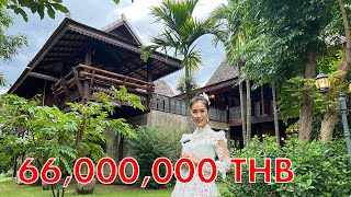 [66MB] Beautiful Lanna Style Wooden House with 8.5 rai, waterfront (Ping river) at Sansai, Chiangmai