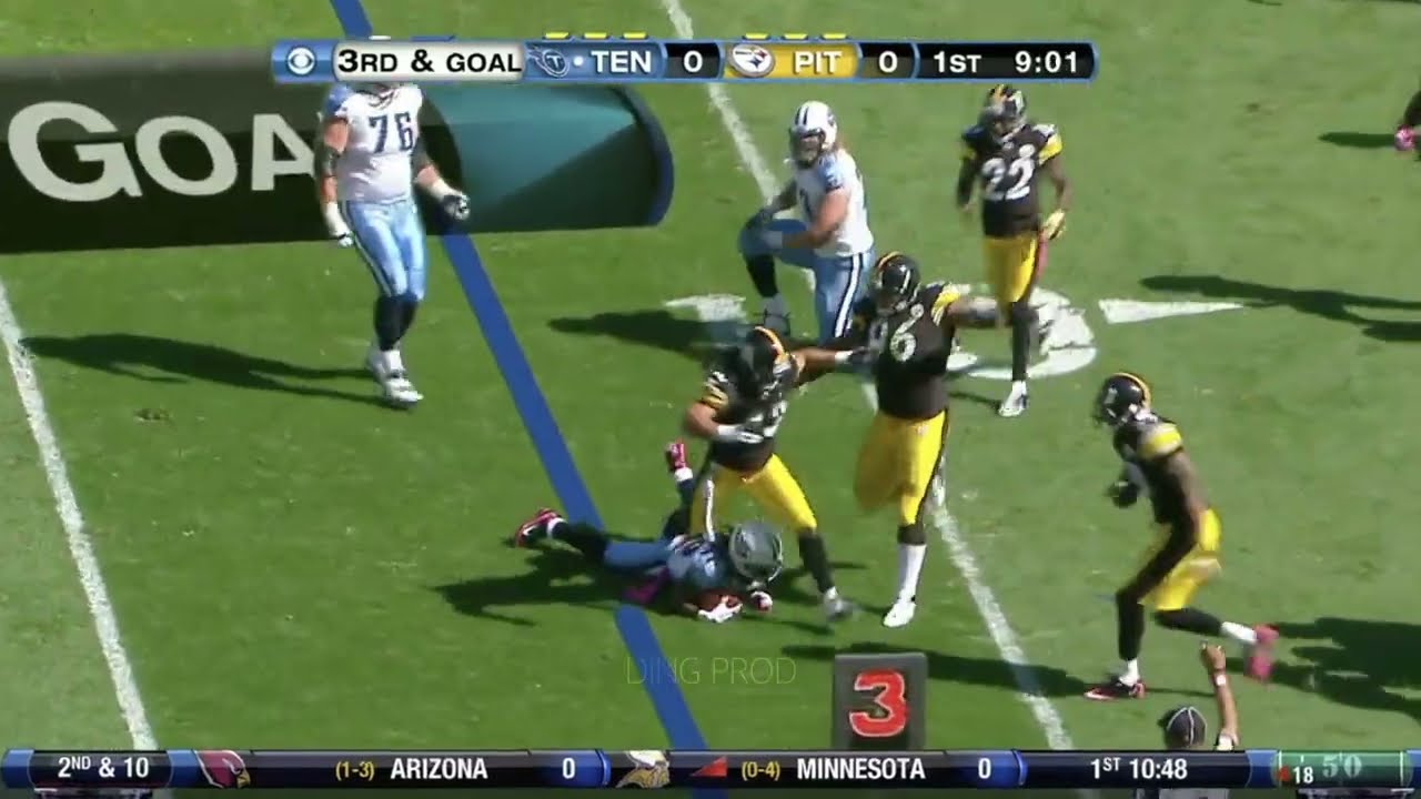 Troy Polamalu jukes out 2 titans blockers for tackle