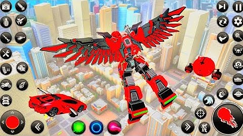 Flaying hawk robot car game.tobot hero saving city