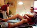 Glenn having his leg waxed for Comic Relief 2009