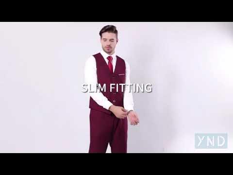 YND Men's Slim Fit 3 Piece Suit Set, One Button Solid Blazer Vest Pants  with Tie, Beige, X-Small : : Clothing, Shoes & Accessories