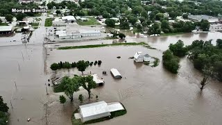 Drone video of Wahoo Flooding