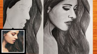 How to draw,shade realistic hair, face||Realistic Disha Patani portrait drawing||How to draw hair