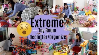 EXTREME TOY ROOM DECLUTTER AND ORGANIZE TIMELAPSE | TOY ROOM CLEAN WITH ME | WHOLE HOUSE DECLUTTER