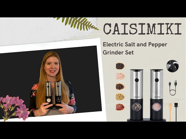  CAISIMIKI Electric Salt and Pepper Grinder Set, One