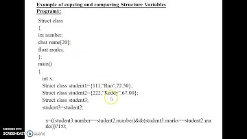 Copy and Comparison of structure variable and array of structure in C