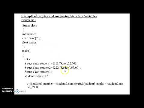 Copy and Comparison of structure variable and array of structure in C