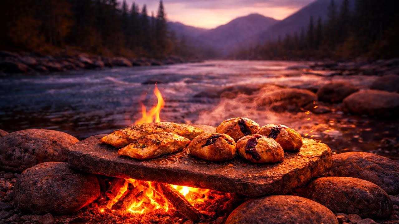 Quiet Forest Cooking 🌲 ASMR Grilled Fish & Warm Buns | Ghibli-Inspired