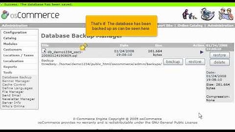 How to backup and restore your database in osCommerce