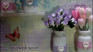 Mixed Media Art Canvas - Spring Time At The Flower Shop