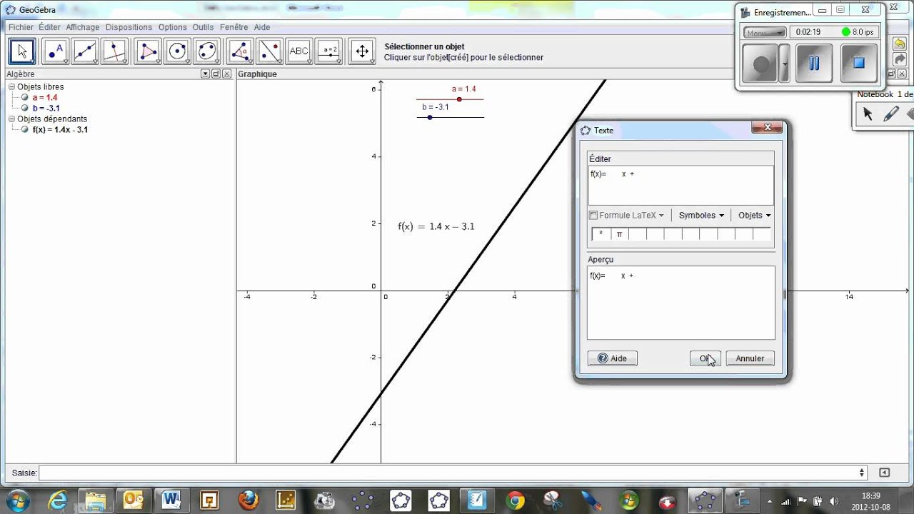 comment mettre de la couleur sur geogebra