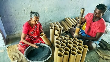 Marvellous Sky Shot Making Process by Fast Workers in  Fireworks Factory