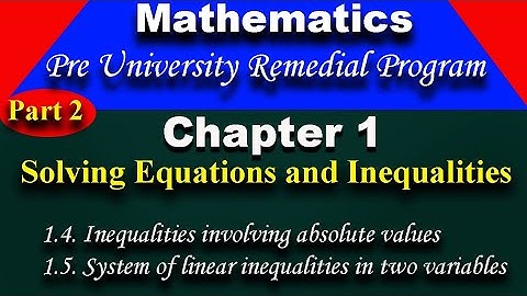 Pre University Remedial program Mathematics Chapter 1 part 2