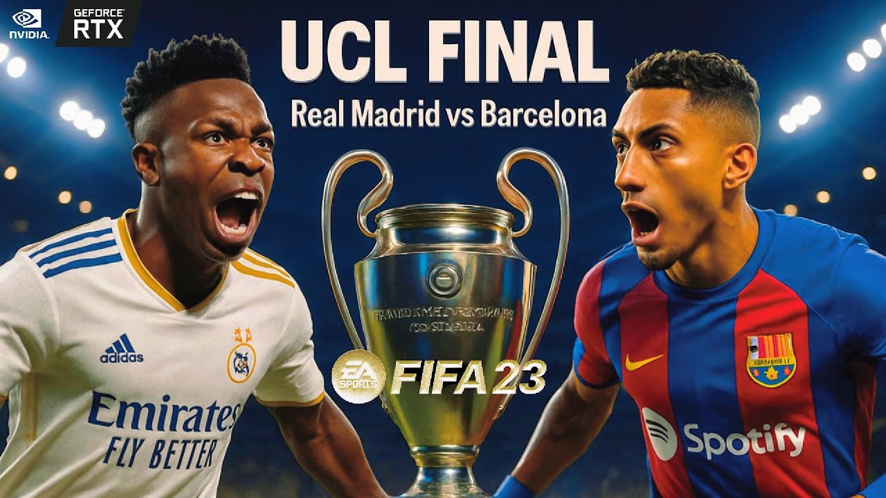 Real Madrid vs Barcelona –FIFA 23 –Mbappé, Lewandowski Showdown | UCL Final 25/26 | HIGH QUALITY
