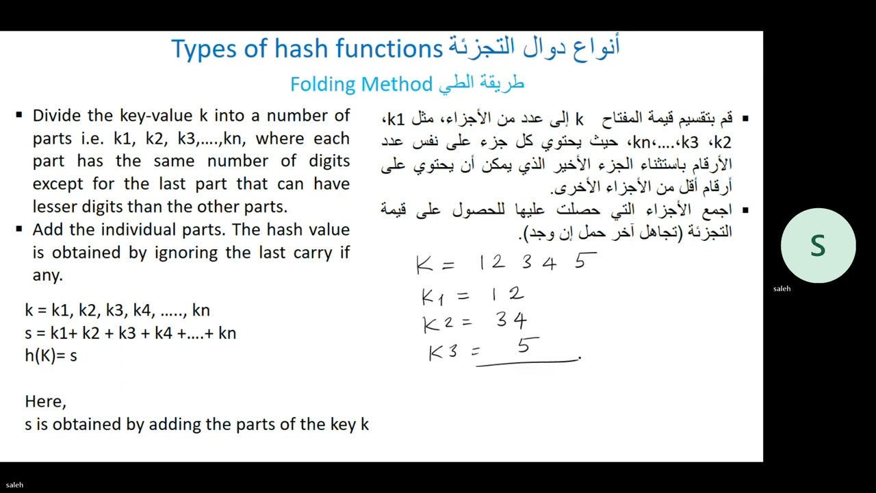 Data Structures P23 Types of hash functions تراكيب البيانات الجزء 23 انواع دوال التجزئة