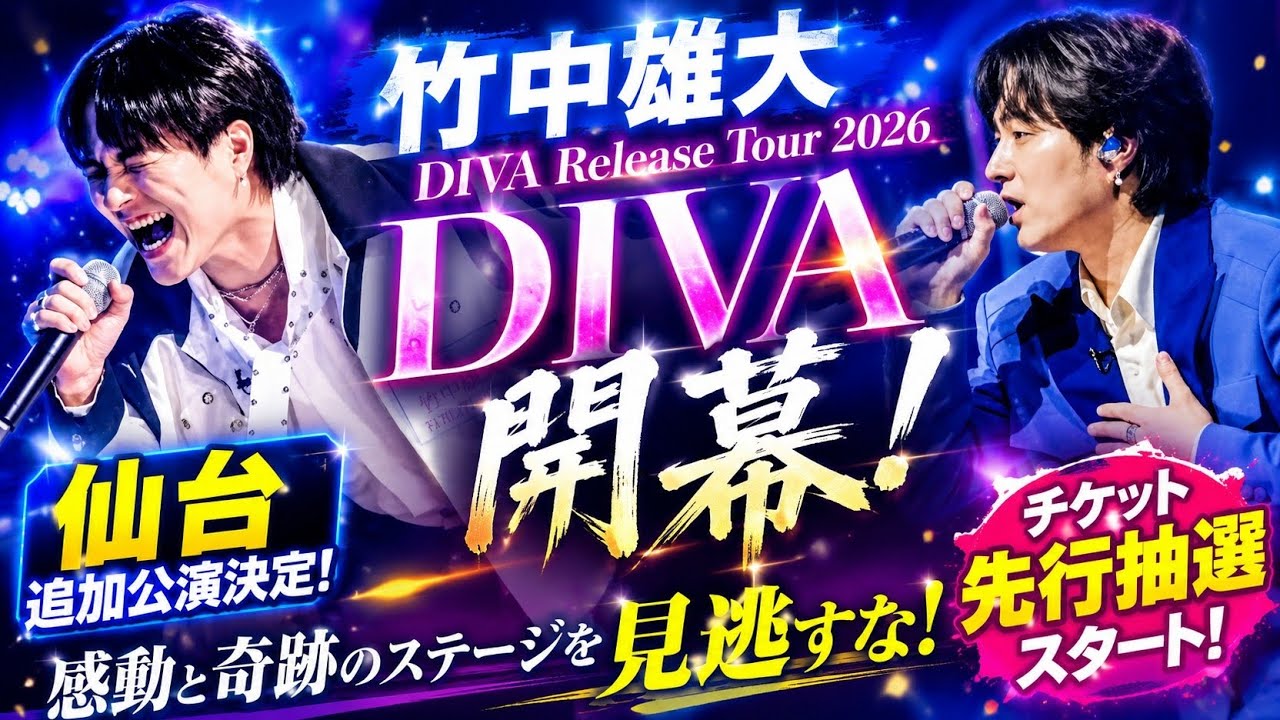 🔥【2026年完全注目】竹中雄大『DIVA』ツアー開幕！仙台追加公演