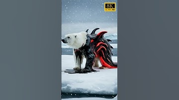 A majestic polar bear stands on a floating ice sheet in the Arctic  #rescueanimals