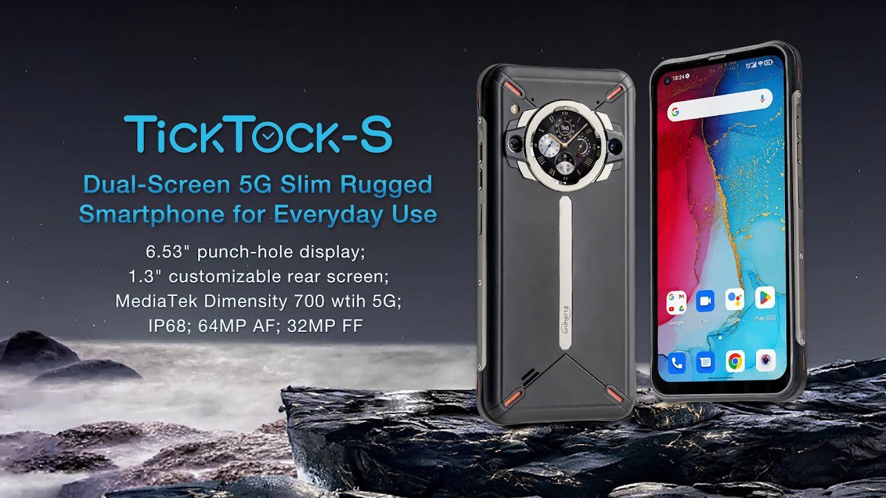 Unihertz TickTock-S - Dual-Screen 5G Slim Rugged Smartphone for Everyday Use