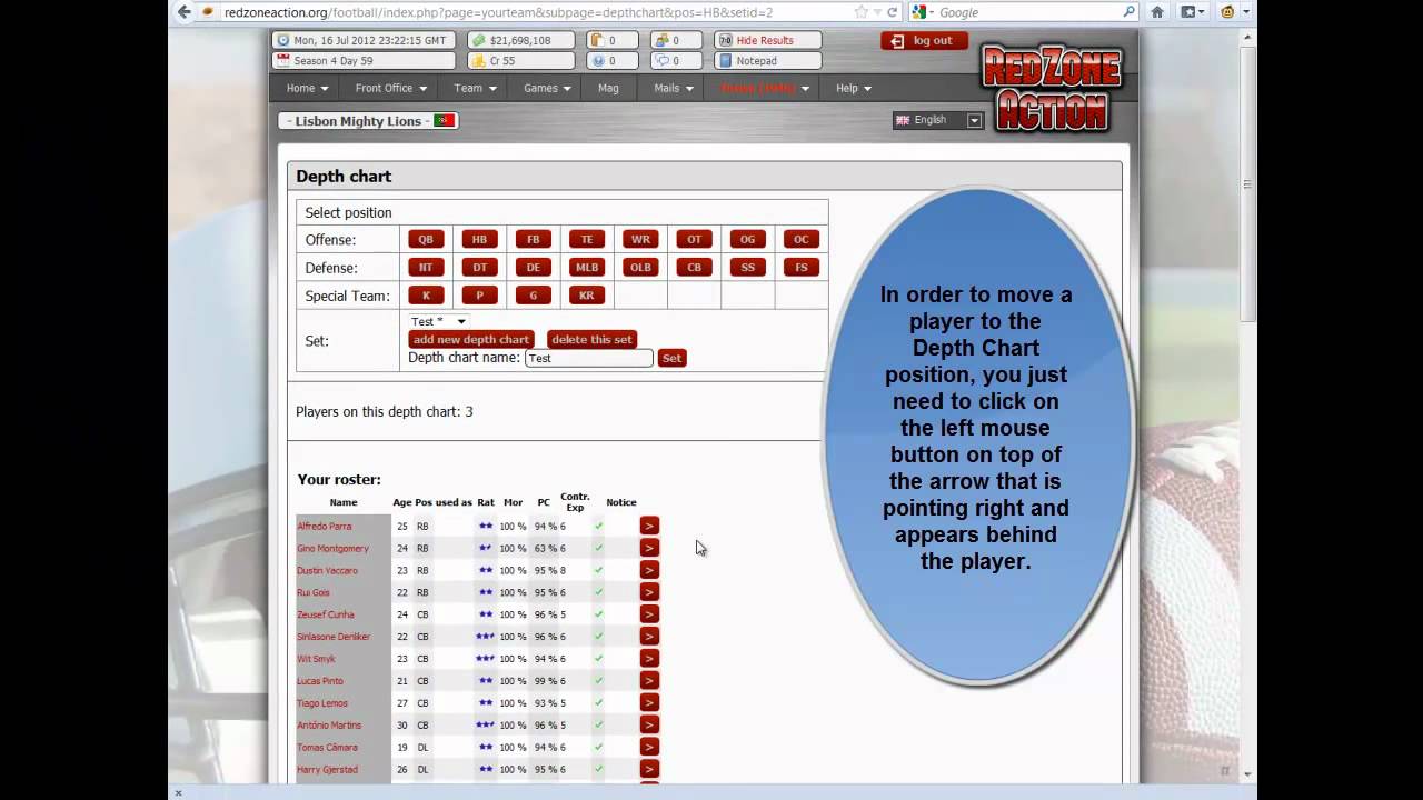 how to set the depth chart in redzoneaction org youtube how to read depth chart