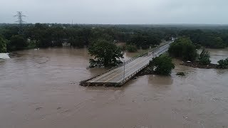 From the air Bridge collapse in Kingsland TX after heavy rains