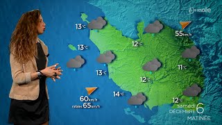 La météo de la Vendée du 6 décembre 2025 : temps nuageux et ondées