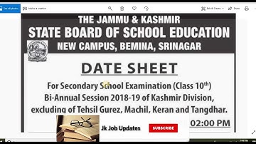 JKBOSE 10TH CLASS BI-ANNUAL DATE SHEET KASHMIR DIVISION