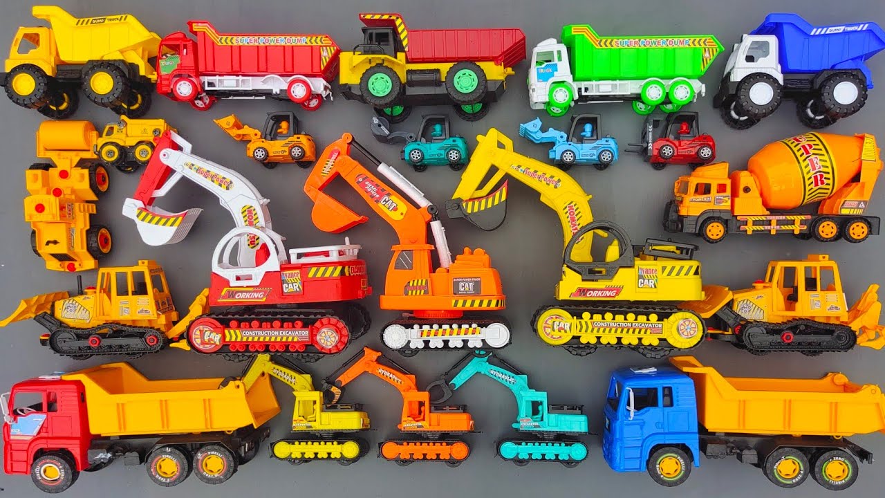 Kendaraan kontruksi, Excavator besar, Excavator hammer, Excavator grapple, bulldozer, Slender, beko