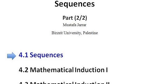 Jarrar: Sequences (Part 2/2)