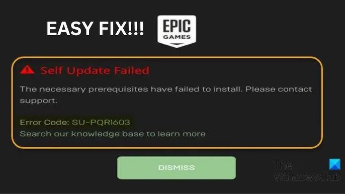 How do I fix the Epic Games Launcher when I get the error The necessary  prerequisites have failed to install? - Epic Games Store Support