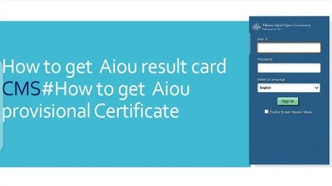 How To Get Aiou Result Card CMS # How To Get Aiou Provisional Certificate
