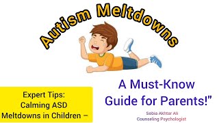 ASD |Meltdown Management Tips For Parents| English| @ToodlerpsychologyInsiGhts