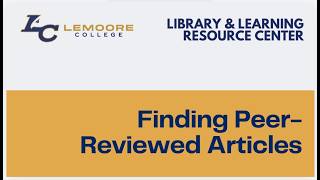Finding Peer Reviewed Articles