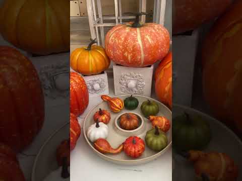 Штучний Декоративний гарбуз гарбуз жовтогарячий, 16 см, видео 1