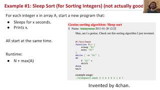 Radix Sorts, Video 1   Going Beyond Comparison, Sleep Sort