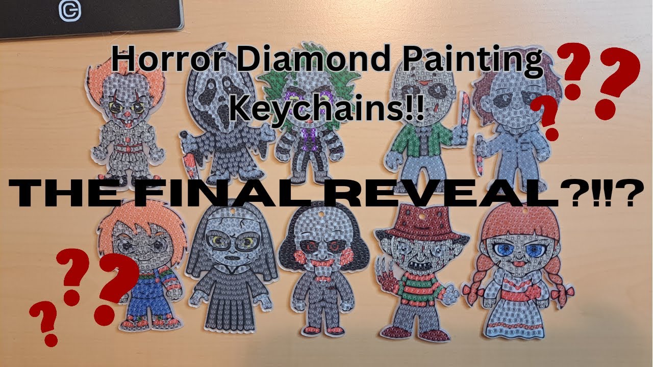 Finished Horror Diamond Painting Keychains!!! :) #diamondpainting #diy  #keychains 