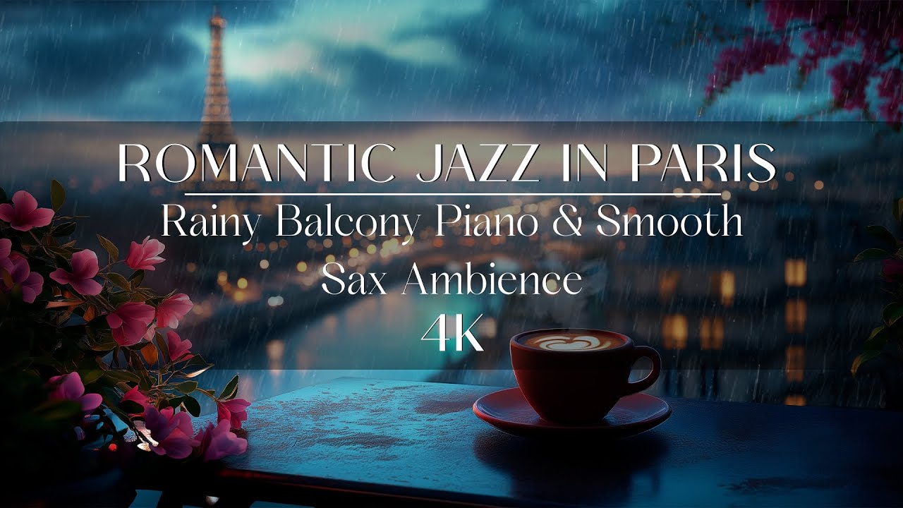 Romantic Jazz in Paris | Rainy Balcony Piano & Smooth Sax Ambience