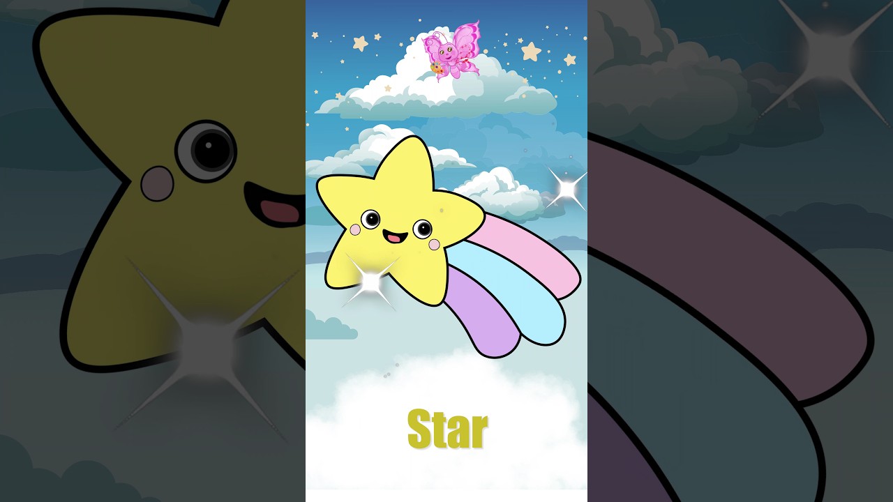 Shooting Star Drawing and Coloring Animation for Kids Toddlers Preschoolers 